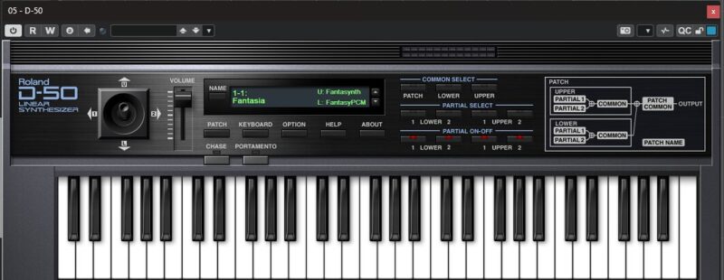 Roland D-50 プラグイン版 LA音源シンセサイザー画面