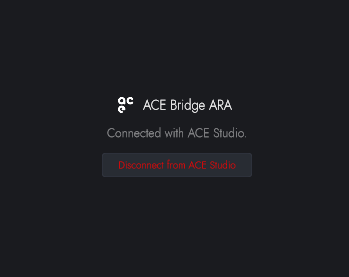 :ACE Bridge ARA が Cubase と接続完了した画面 - Connected with ACE Studio 表示