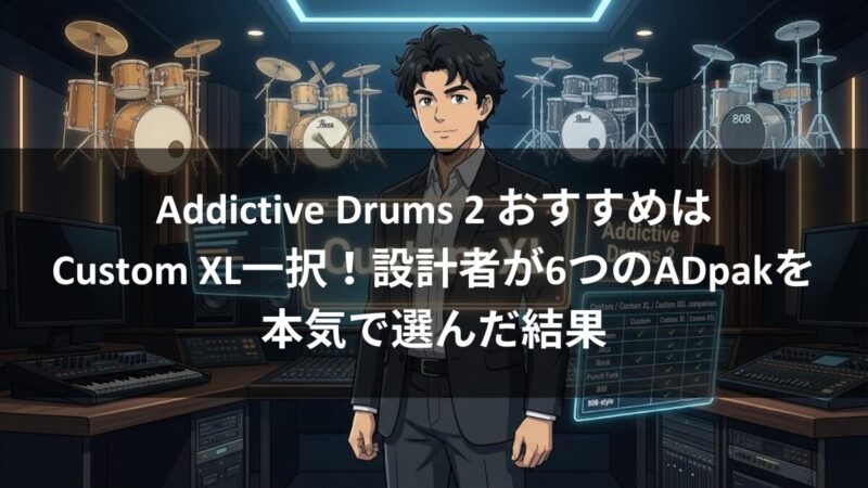 Addictive Drums 2 おすすめはCustom XL一択！設計者が6つのADpakを本気で選んだ結果のアイキャッチ画像