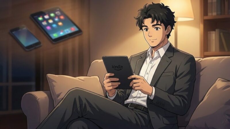 ソファーに座って読み心地よさそう