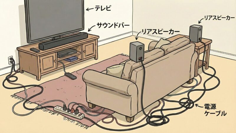 サラウンドスピーカーの家で配置