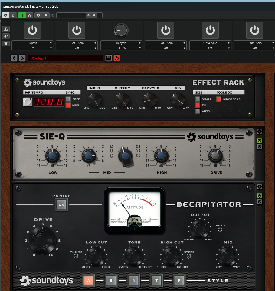 Effect RackのRecycleを11.2%に設定した状態