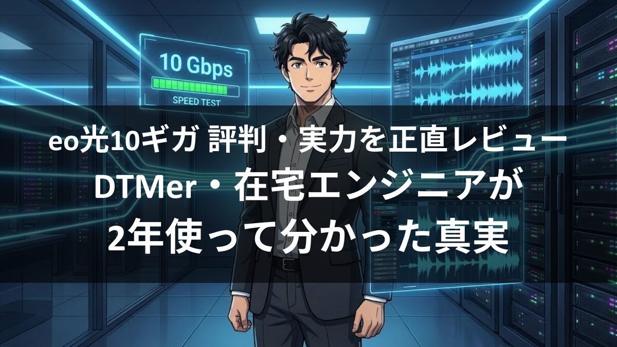 eo光10ギガ 評判・実力を正直レビュー|DTMer・在宅エンジニアが2年使って分かった真実のアイキャッチ画像