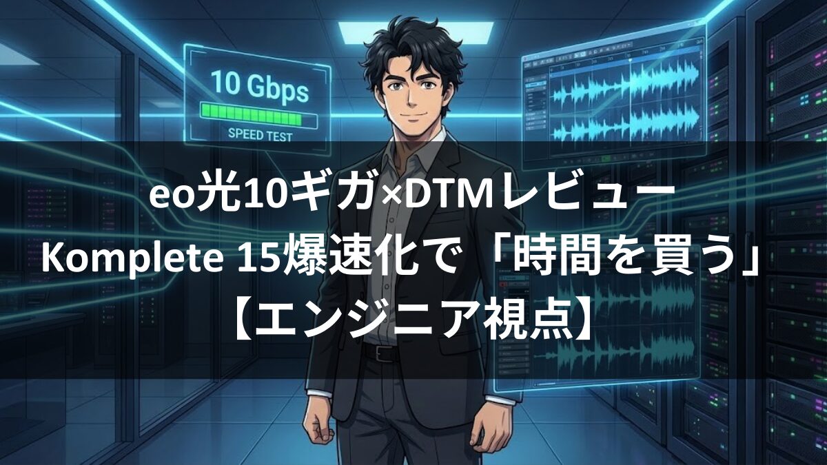 eo光10ギガ×DTMレビュー|Komplete 15爆速化で「時間を買う」【エンジニア視点】のアイキャッチ画像