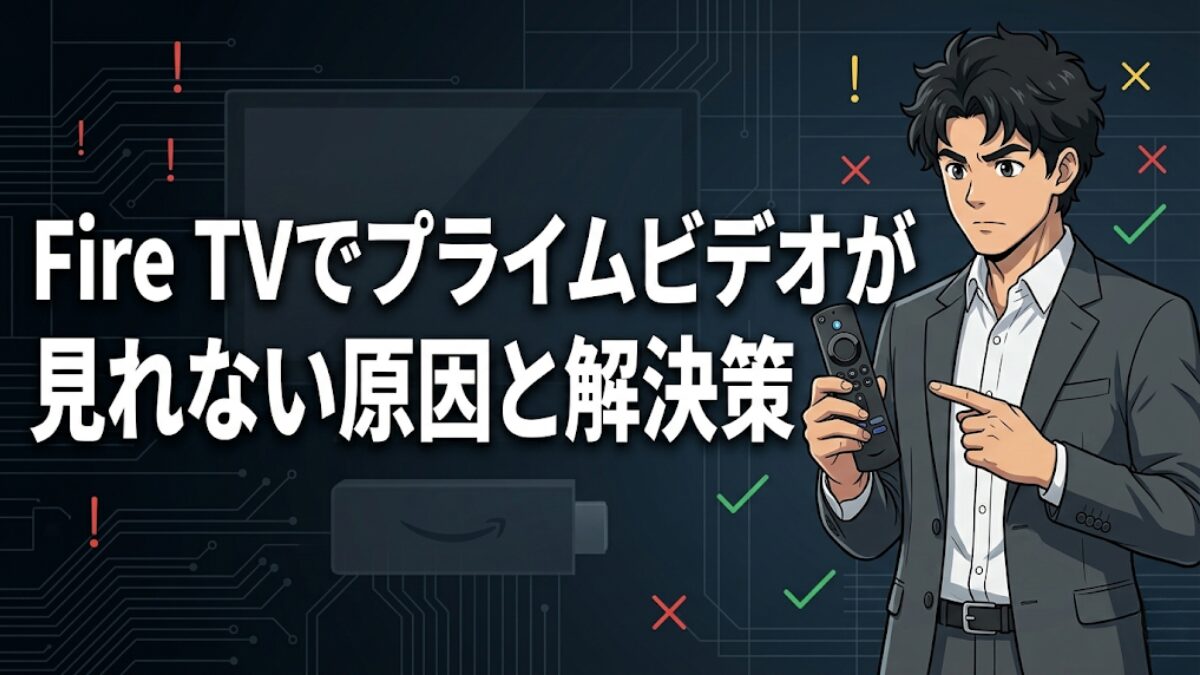 「Fire TVでプライムビデオが見れない原因と解決策」のアイキャッチ画像