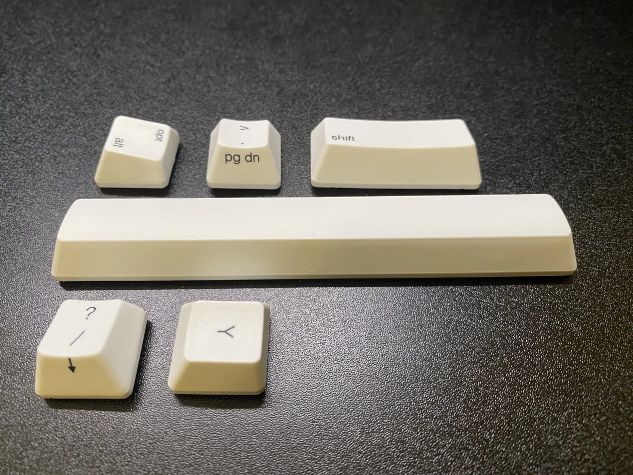 ペン跡の除去後のHHKBキートップ6個