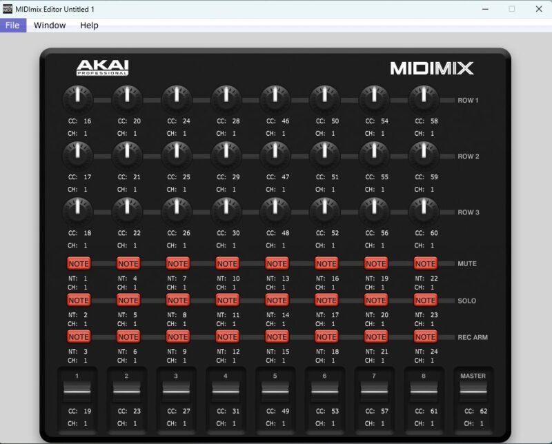 MIDIMIXエディタウインドウ