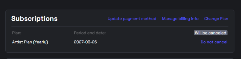 ACE STUDIO サブスクがキャンセルされた状態