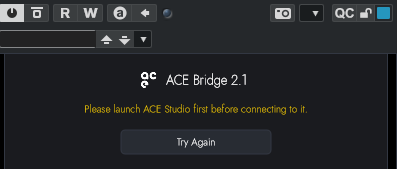 ACE Studioとの連携が失敗 表示