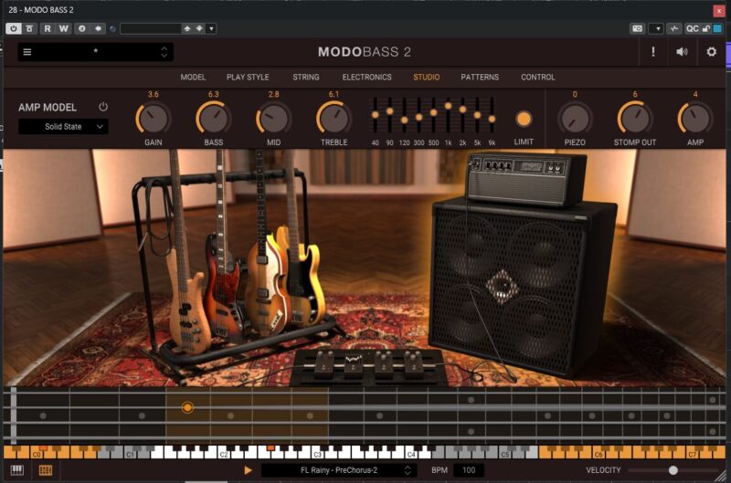 Studio タブの Amp を ON にする