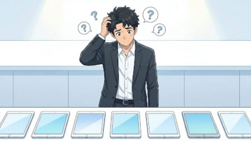 iPadを前に悩んでる筆者