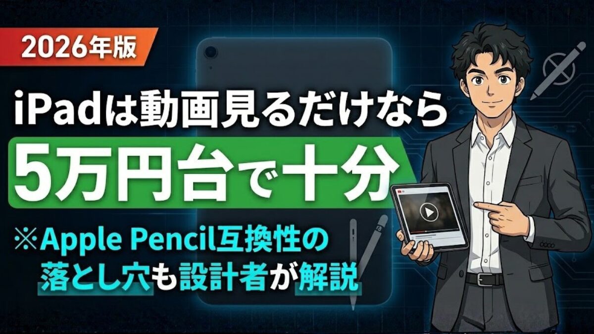 iPadは動画見るだけなら5万円台で十分|Apple Pencil互換性の落とし穴も設計者が解説【2026年版】のアイキャッチ画像