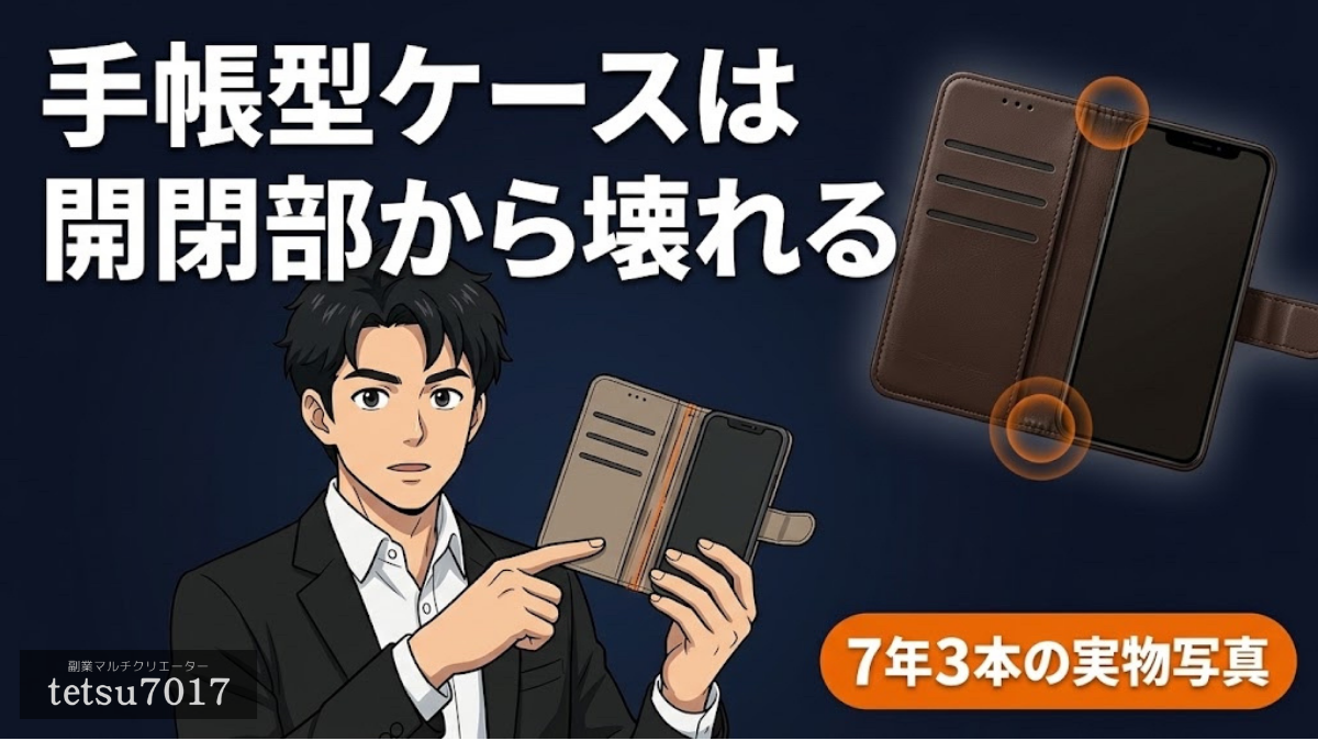 手帳型ケースは開閉部から壊れる|7年3本使って分かった選び方のアイキャッチ画像