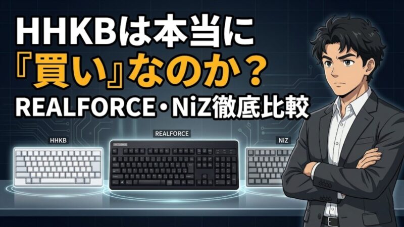 HHKB (Happy Hacking Keyboard) は本当に『買い』なのか？REALFORCE・NiZとの徹底比較レビューのアイキャッチ画像