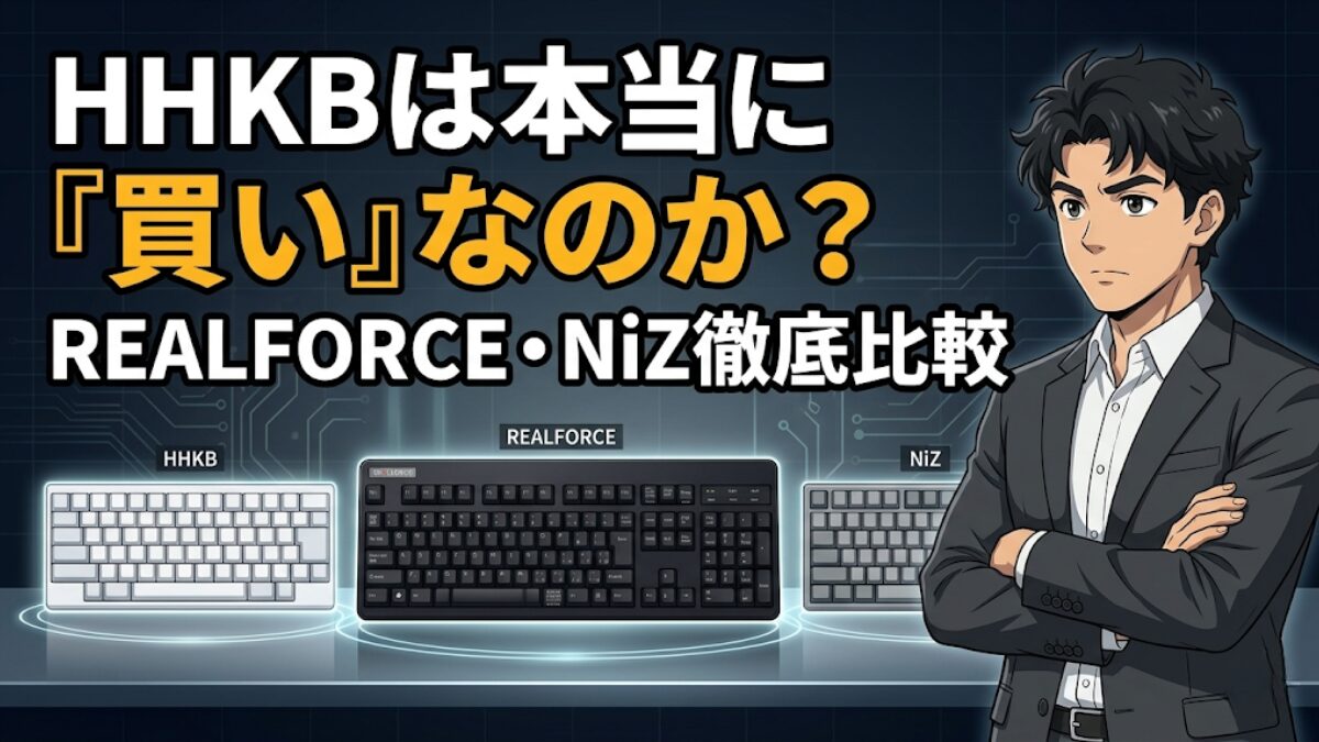 HHKB (Happy Hacking Keyboard) は本当に『買い』なのか?REALFORCE・NiZとの徹底比較レビューのアイキャッチ画像