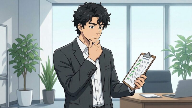 チェックリストを見ている