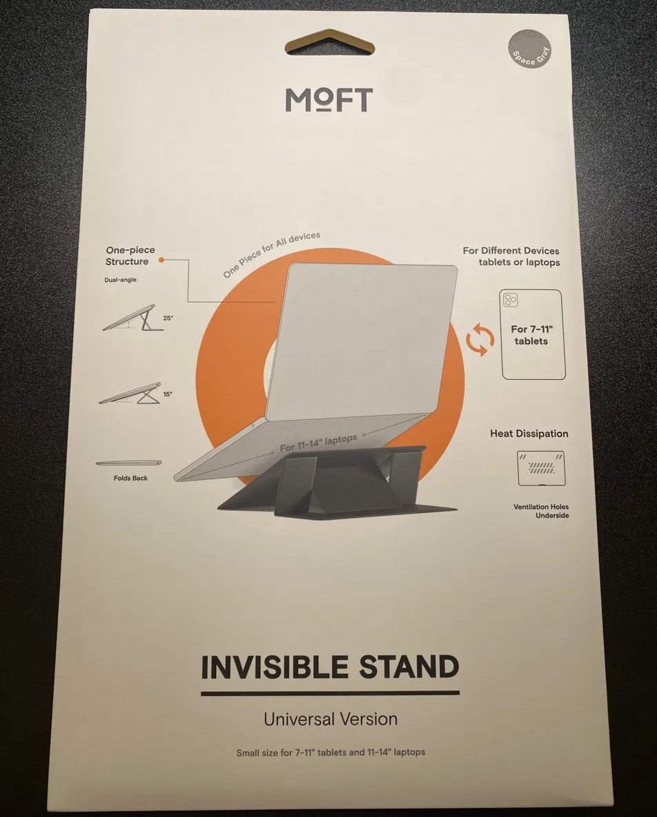 MOFT非粘着多機能スタンドのパッケージ(Invisible Stand・スペースグレー)
