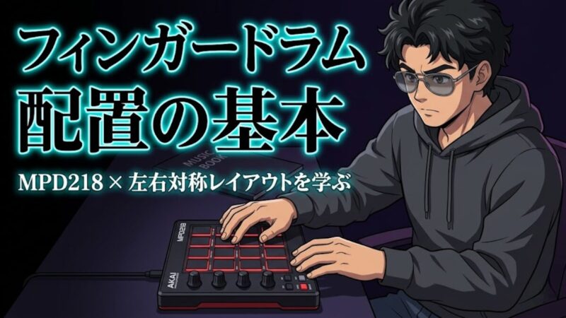 フィンガードラム 教則本でおすすめの配置|MPD218で左右対称レイアウトを学ぶ【配信DTMer】のアイキャッチ画像