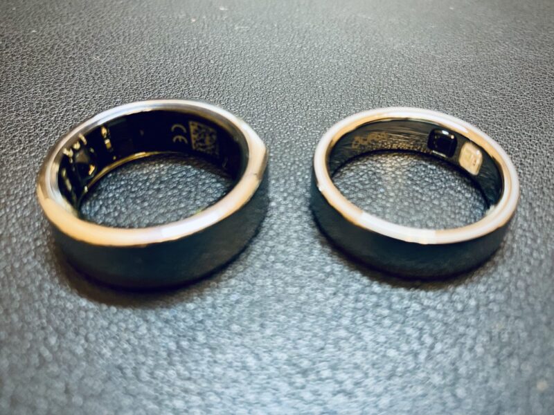 Oura Ring Gen3とGen5の外観とセンサー部の比較