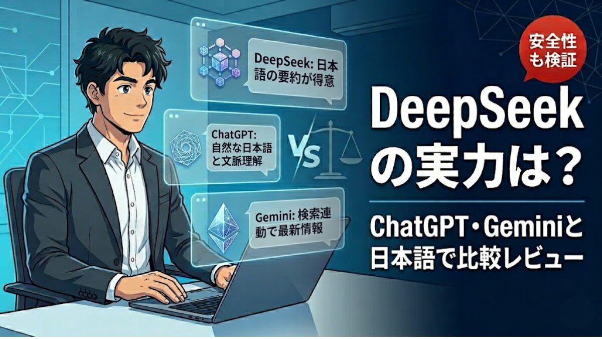 DeepSeekの実力は?ChatGPT・Geminiと日本語で比較レビューのアイキャッチ画像