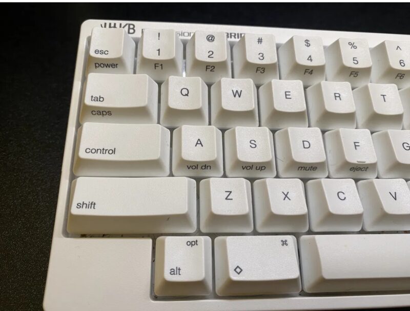 HHKB Professional HYBRID Type-S 英語配列のキー配置。controlキーがAキーの左、一般的なキーボードのCapsLockの位置にある
