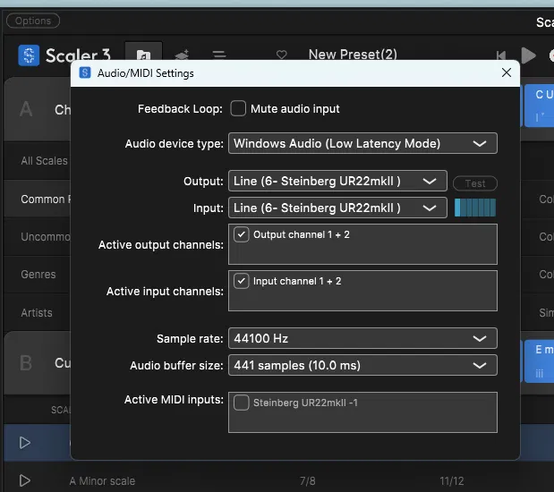 Scaler 3スタンドアローンで音が出ない時のオーディオ出力設定(Audio/MIDI Settings)