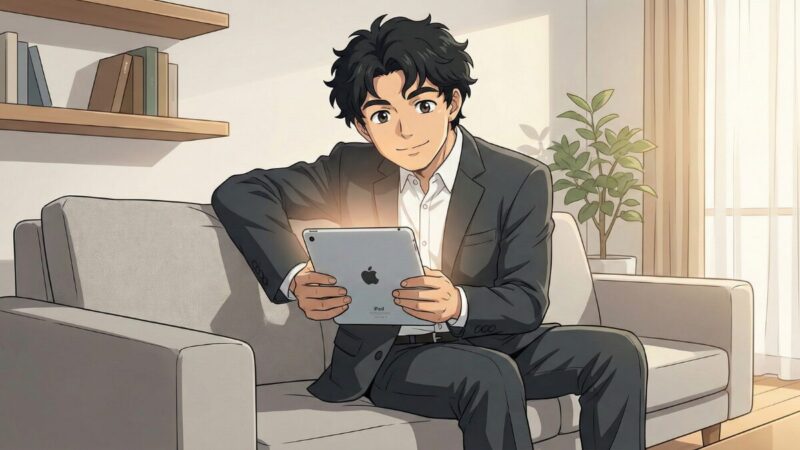 ソファーに座ってリラックスしている