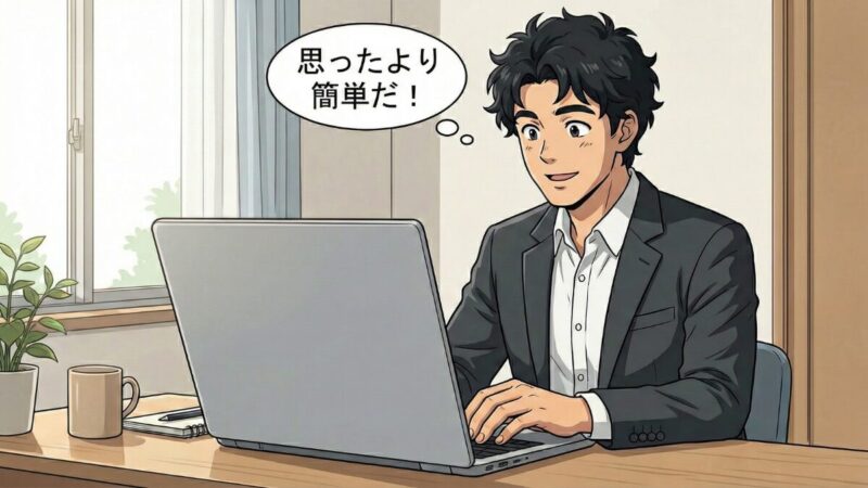 思ったより簡単だとPCを開いてみている