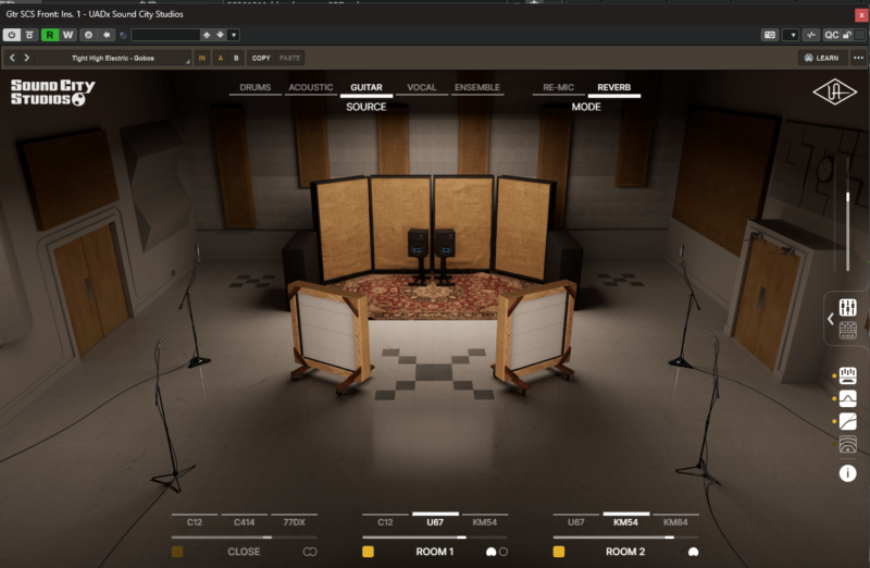 UAD Sound City Studios の GUITAR・REVERB 設定画面|Blue Lagoon のギター用エフェクトチャンネル
