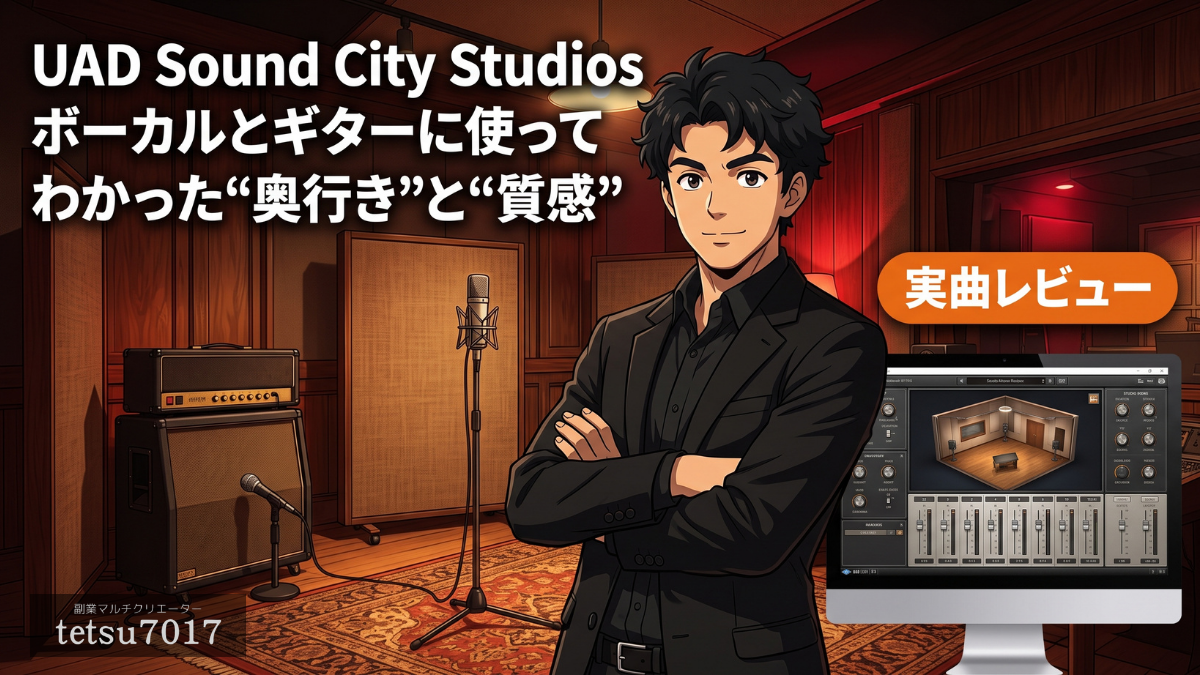 UAD Sound City Studiosレビュー|ボーカルとギターに使ってわかった「奥行き」と「質感」の違いのアイキャッチ画像